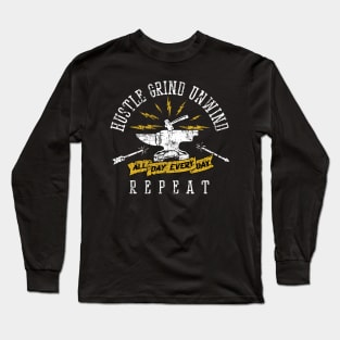 Hustle Grind Unwind Repeat on Dark Color Long Sleeve T-Shirt